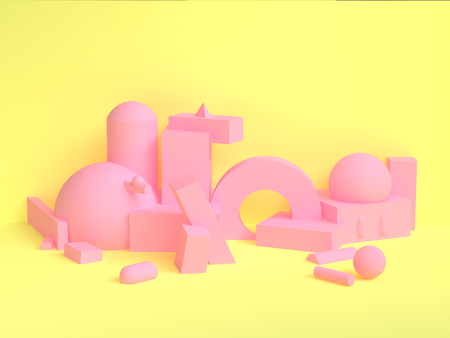 Minimalist abstract background, primitive geometrical figures, 3D render.