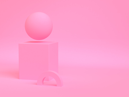 Primitive geometric shapes abstract background, pastel colors, 3D render.の写真素材