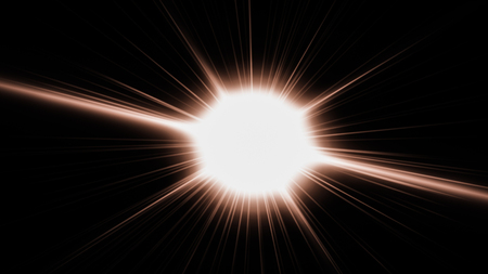 Realistic Len flare glow light effect on black background. Optical flares overlay or screen filter...