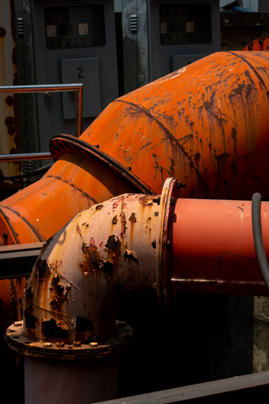 Street art abstract architecture with big water pipe in Bangkokの写真素材