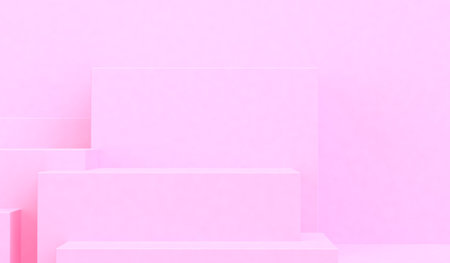 Minimalist abstract background, primitive geometrical figures, pastel colors, 3D render.の写真素材