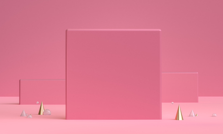 Minimalist abstract background, primitive geometrical figures, 3D render.の写真素材
