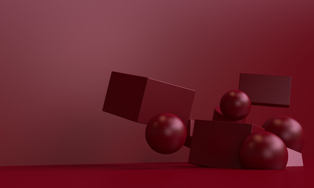 Minimalist abstract background, primitive geometrical figures, 3D render.の写真素材