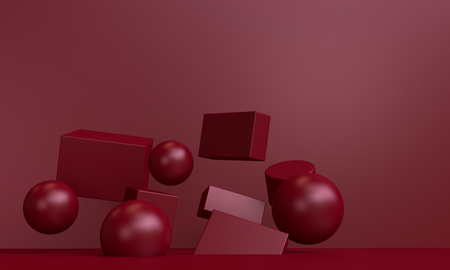 Minimalist abstract background, primitive geometrical figures, 3D render.の写真素材