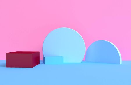 Scene with geometrical forms, minimal abstract  background,3D renderの写真素材
