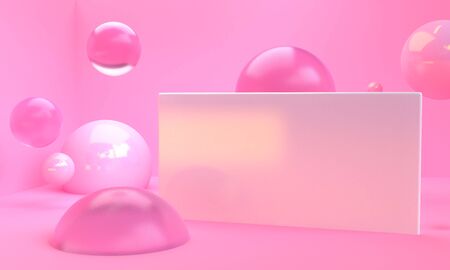 Scene with geometrical forms, minimal abstract  background,3D renderの写真素材