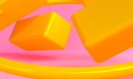 Minimalist abstract background, primitive geometrical figures, pastel colors, 3D render, podium for the advertized goodsの写真素材