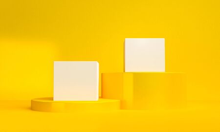 Minimalist abstract background, primitive geometrical figures, pastel colors, 3D render, podium for the advertized goodsの写真素材