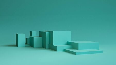 Minimalist abstract background, primitive geometrical figures, pastel colors, 3D render, podium for the advertized goodsの写真素材