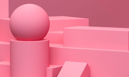 Pink Geometric shape Minimalist abstract background, 3D render.