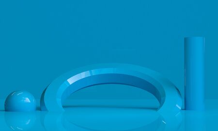 Minimalist abstract background, primitive geometrical figures, pastel colors, 3D render, podium for the advertized goodsの写真素材