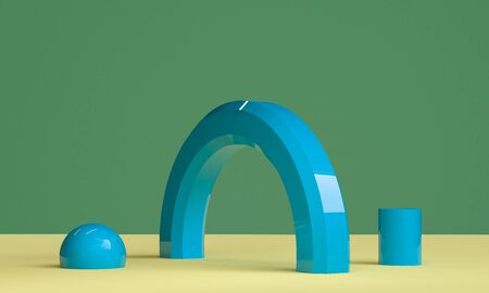 Minimalist abstract background, primitive geometrical figures, pastel colors, 3D render, podium for the advertized goodsの写真素材