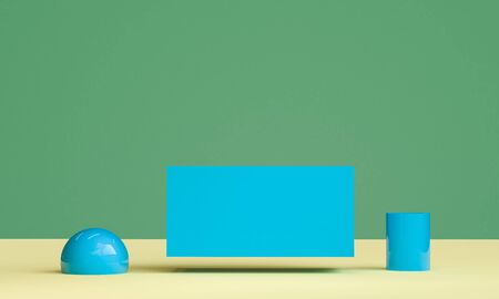 Minimalist abstract background, primitive geometrical figures, pastel colors, 3D render, podium for the advertized goodsの写真素材