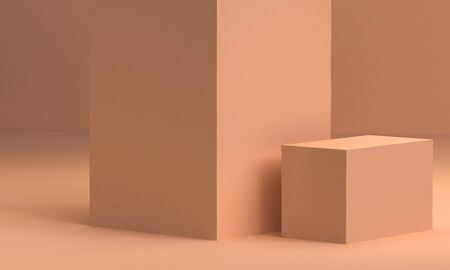 Minimalist abstract background, primitive geometrical figures, pastel colors, 3D render, podium for the advertized goodsの写真素材