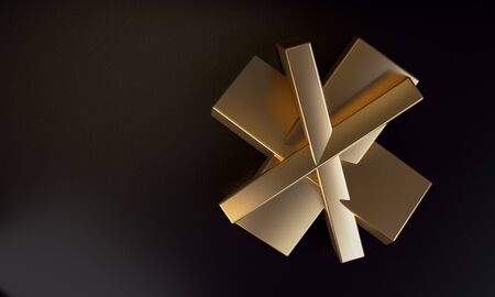 Gold Abstract Colorful Geometric shape scene, Minimal Stlye Background, 3d rendering.の写真素材