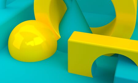 Abstract Colorful Geometric shape scene, Minimal Stlye Background, 3d rendering.