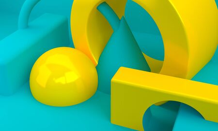 Abstract Colorful Geometric shape scene, Minimal Stlye Background, 3d rendering.の写真素材