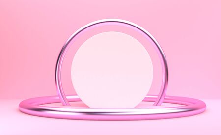 Abstract Colorful Geometric shape colorful pink scene, Minimal Stlye Background, 3d rendering.の写真素材