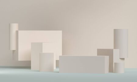 Abstract Colorful Geometric shape scene, Minimal Stlye Background, 3d rendering.の写真素材