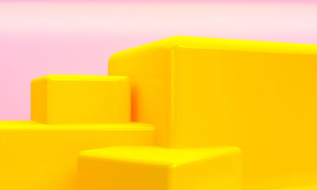 Minimalist abstract primitive geometrical figures background, pastel colors, 3D render, trend...