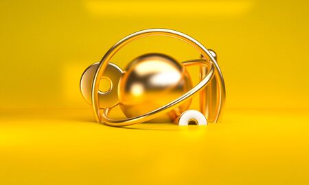 Minimalist abstract primitive geometrical figures background, 3D render, trend poster.の写真素材