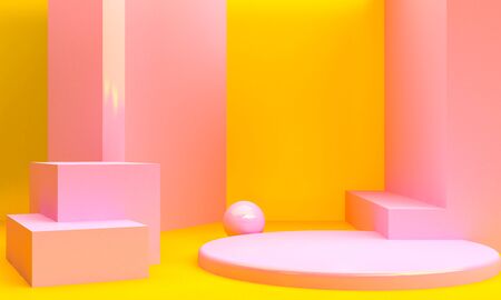 Geometric shape scene minimal, 3d rendering.の写真素材