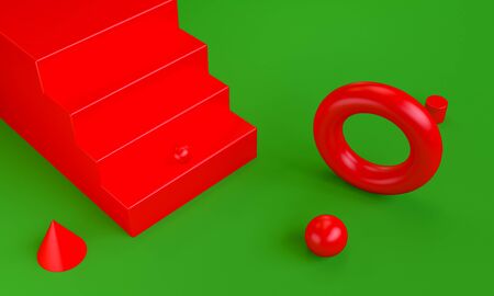 Geometric shape scene minimal, christmas theme, 3d rendering.の写真素材