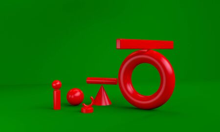 Geometric shape scene minimal, christmas theme, 3d rendering.の写真素材