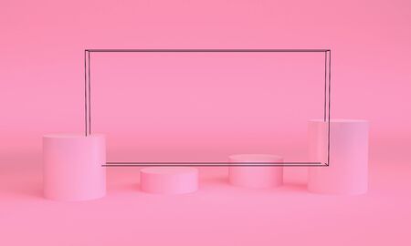 Geometric shape scene minimal, 3d rendering.の写真素材