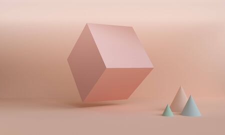 Minimalist Geometric shape scene, 3d rendering.