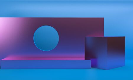 Minimalist Geometric shape scene, 3d rendering.