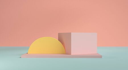 Minimalist Geometric shape scene, 3d rendering.