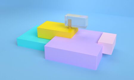 Minimalist abstract background, primitive geometrical figures, pastel colors, 3D render.