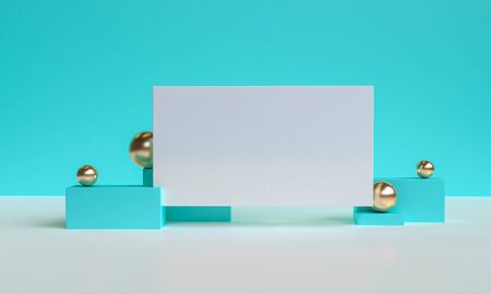 Minimalist primitive geometrical abstract background, Stylish trendy illustration Podium, stand,...
