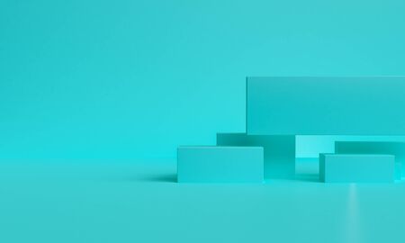 Minimalist primitive geometrical abstract background, Stylish trendy illustration Podium, stand, showcase on pastel color for premium product. 3d render.の写真素材