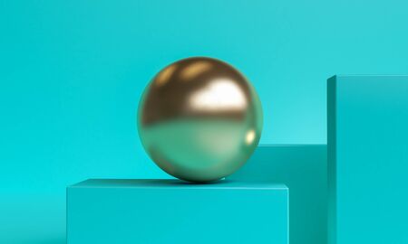 Minimalist primitive geometrical abstract background, Stylish trendy illustration Podium, stand, showcase on pastel color for premium product. 3d render.の写真素材