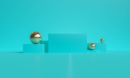 Minimalist primitive geometrical abstract background, Stylish trendy illustration Podium, stand, showcase on pastel color for premium product. 3d render.の写真素材