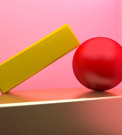 Minimalist primitive geometrical abstract background, Stylish trendy illustration Podium, stand, showcase on pastel color for premium product. 3d render.の写真素材