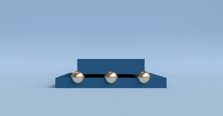 Minimalist primitive geometrical abstract background, Stylish trendy illustration Podium, stand, showcase on pastel color for premium product. 3d render.の写真素材
