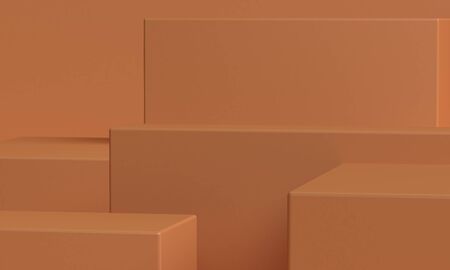 Minimalist primitive geometrical abstract background, Stylish trendy illustration Podium, stand, showcase on pastel color for premium product. 3d render.の写真素材