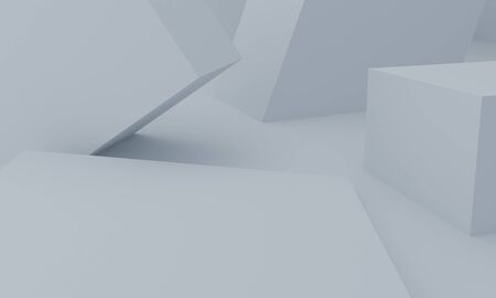 white Minimalist primitive geometrical abstract background, Stylish trendy illustration Podium, stand, showcase on pastel color for premium product. 3d render.の写真素材
