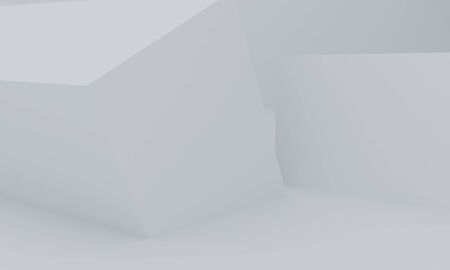white Minimalist primitive geometrical abstract background, Stylish trendy illustration Podium, stand, showcase on pastel color for premium product. 3d render.の写真素材