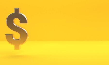 Dollar Sign icon geometrical abstract background, Stylish trendy illustration. 3d render.の写真素材