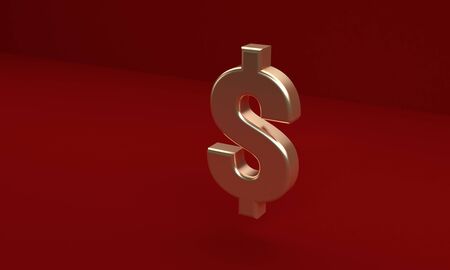 Dollar Sign icon geometrical abstract background, Stylish trendy illustration. 3d render.の写真素材