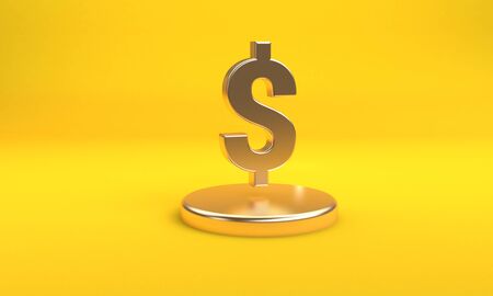 Dollar Sign icon geometrical abstract background, Stylish trendy illustration. 3d render.の写真素材