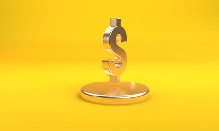 Dollar Sign icon geometrical abstract background, Stylish trendy illustration. 3d render.の写真素材