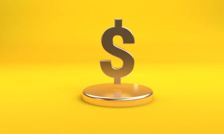 Dollar Sign icon geometrical abstract background, Stylish trendy illustration. 3d render.の写真素材