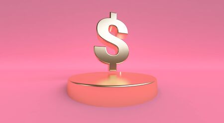 Dollar Sign icon geometrical abstract background, Stylish trendy illustration. 3d render.の写真素材