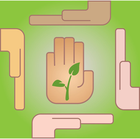 People from all over the world trying to save the little plantのイラスト素材