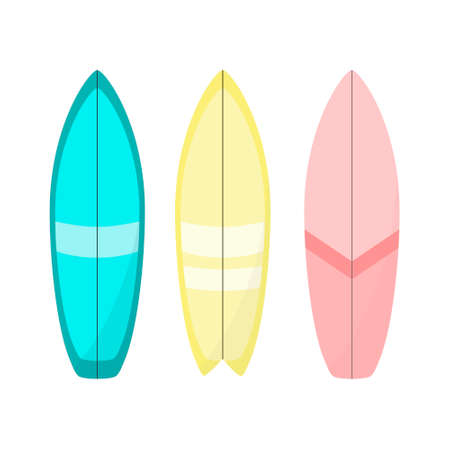 A set of colorful surfboards on a white background.のイラスト素材